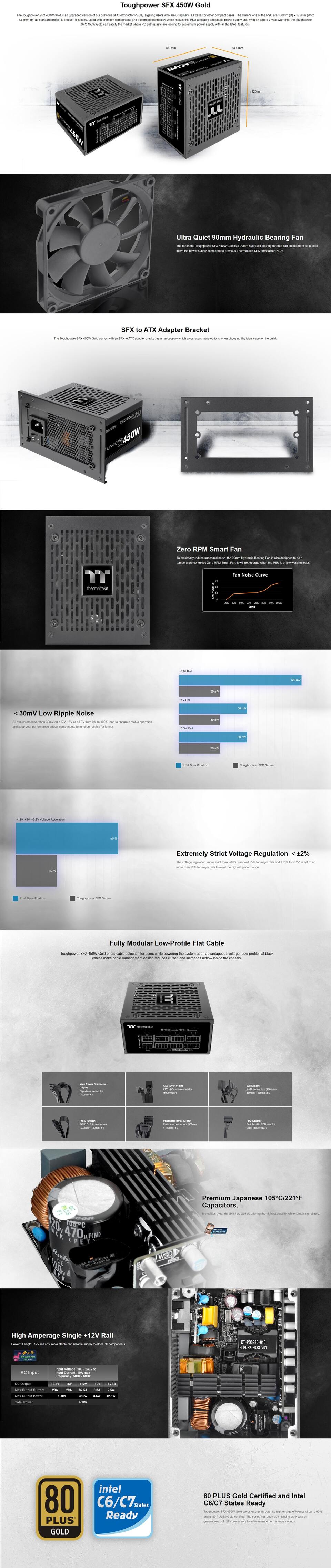 450 watt thermaltake toughpower sfx gold modular ps-stp-0450fnfaga-1 power supply