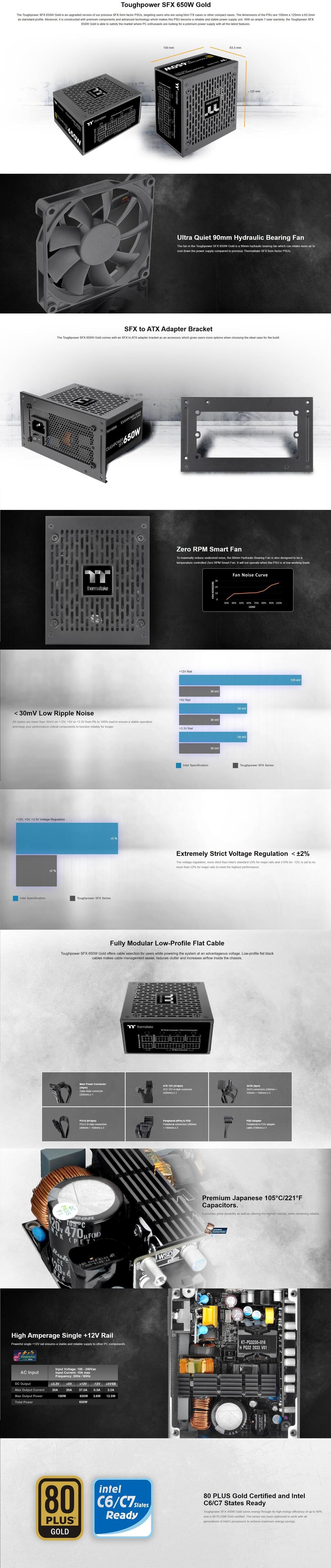 650 watt thermaltake toughpower sfx gold modular ps-stp-0650fnfaga-1 power supply