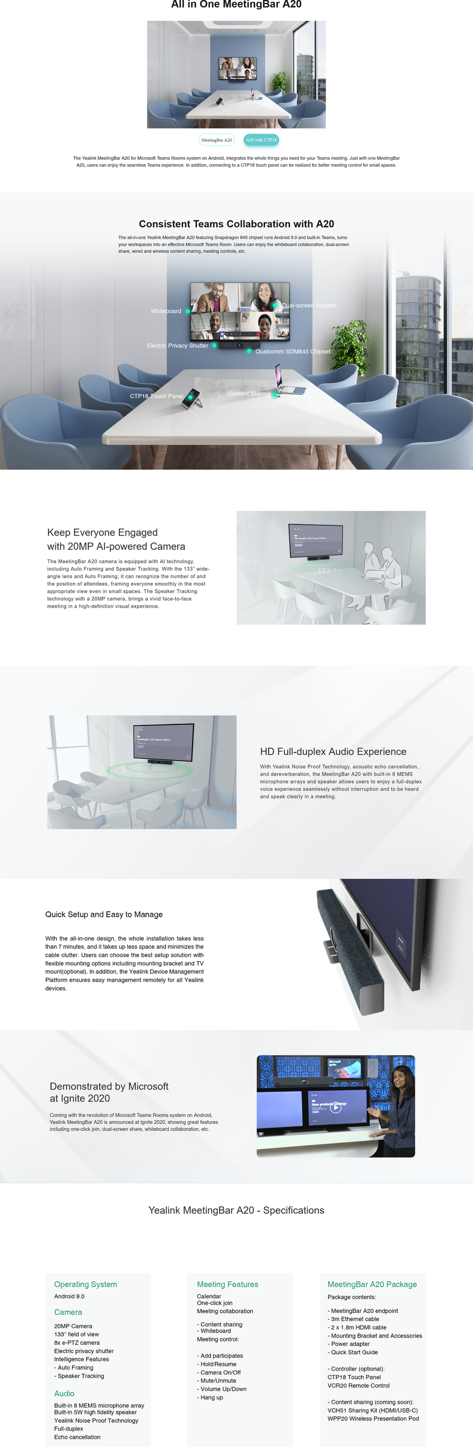 yealink meetingbar a20 teams conference camera