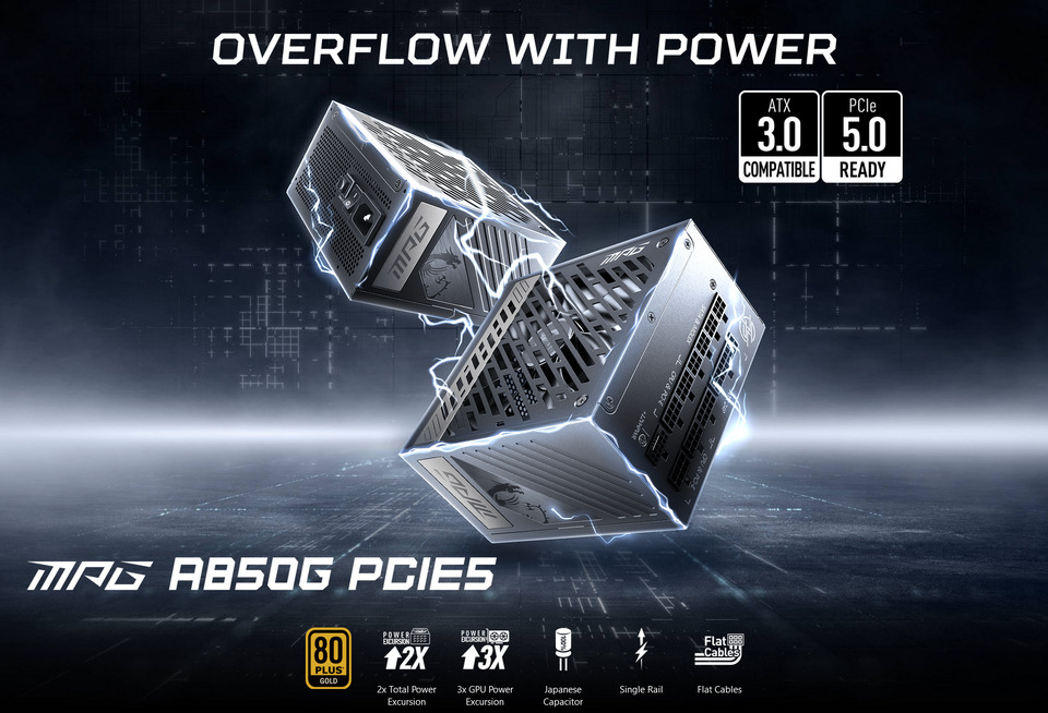 850 watt msi gold full modular power supply psm-a850gpcie5