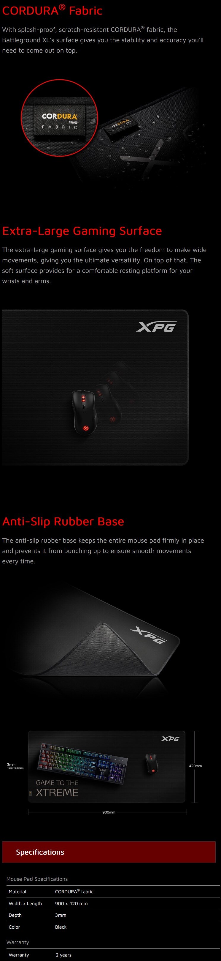 XPG Battleground XL Cordura Gaming Mousepad | Computer Alliance