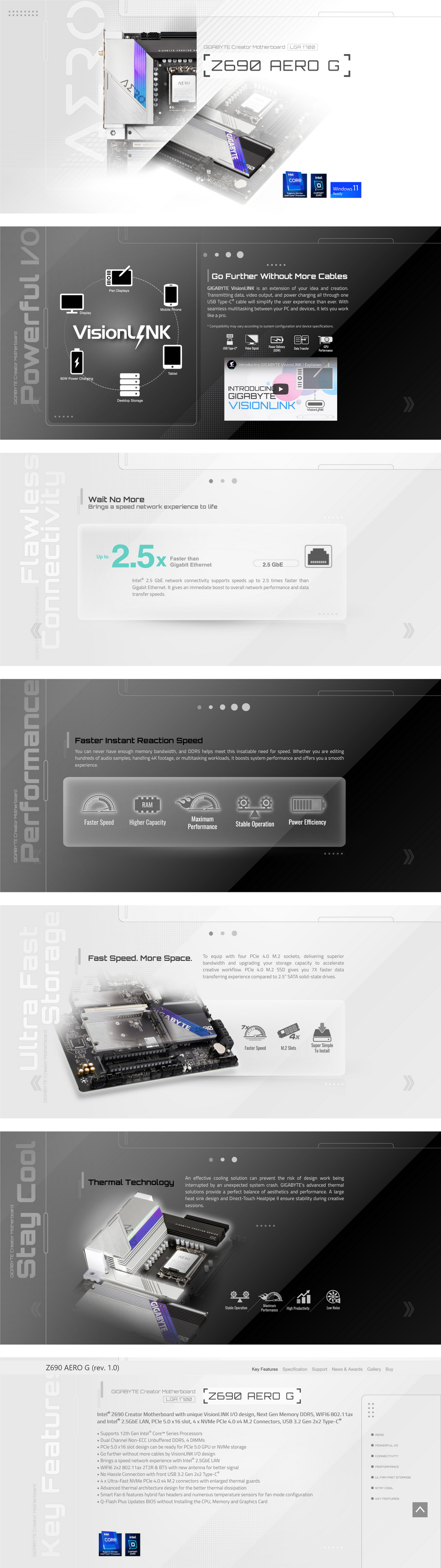 gigabyte s1700 atx z690 aero g ddr5 motherboard