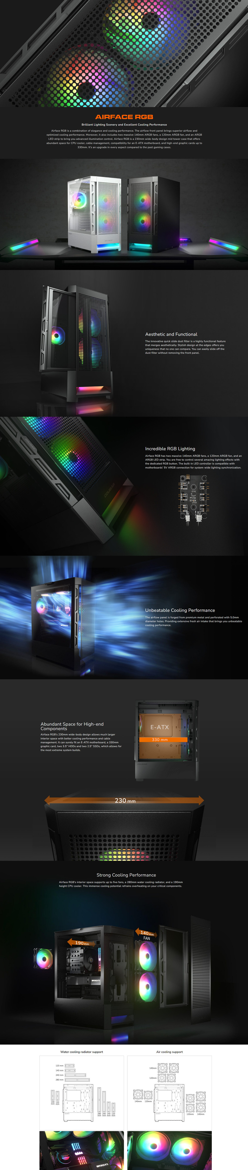 cougar atx airface rgb tempered glass case white cgr-5zd1w-air-rgb