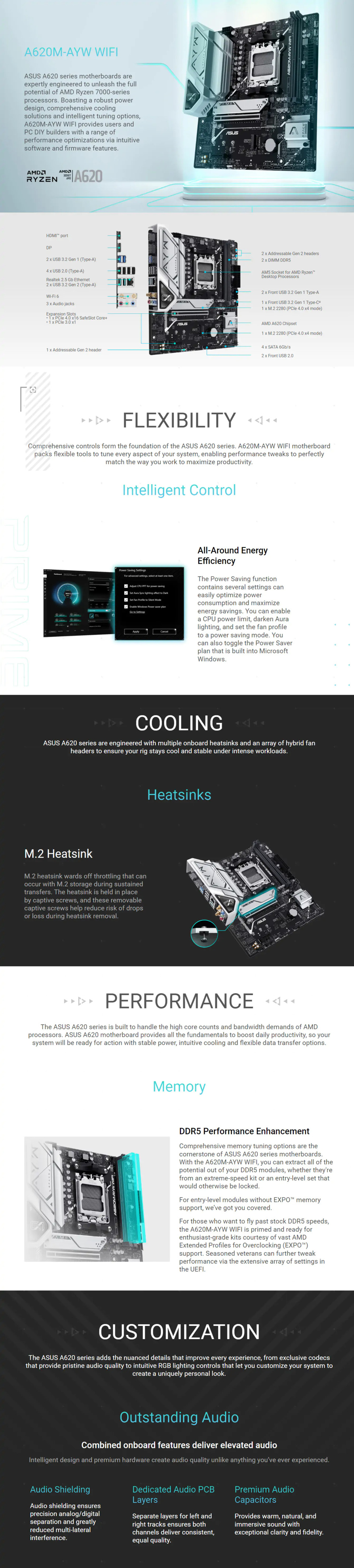 asus am5 microatx a620m-ayw wifi ddr5 motherboard
