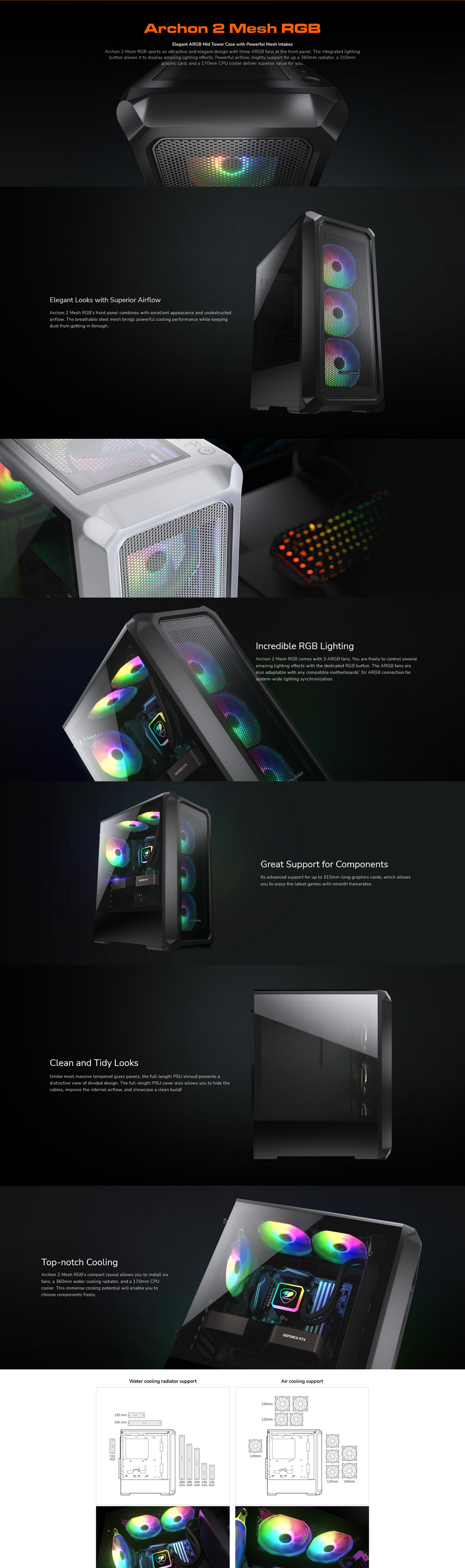 cougar archon 2 mesh rgb atx case black