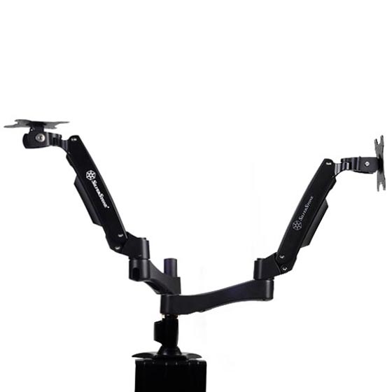 silverstone arm22bc arm duo dual lcd interactive monitor mount black