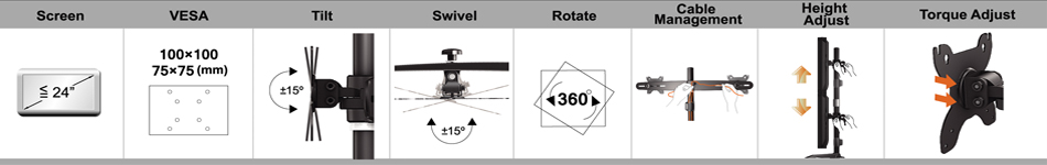 silverstone arm23bs horizontal dual lcd monitor desk stand support up to 24 lcd monitor