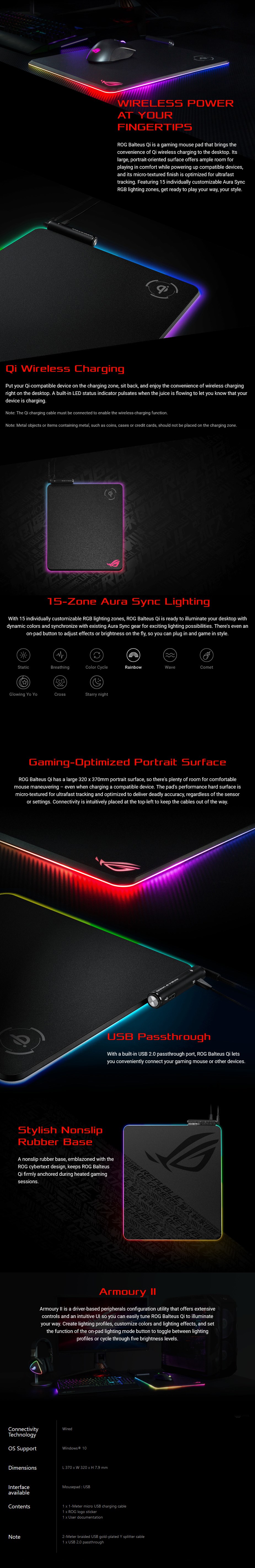 ASUS ROG Balteus Qi Wireless Charging Mouse Pad - Overview 1