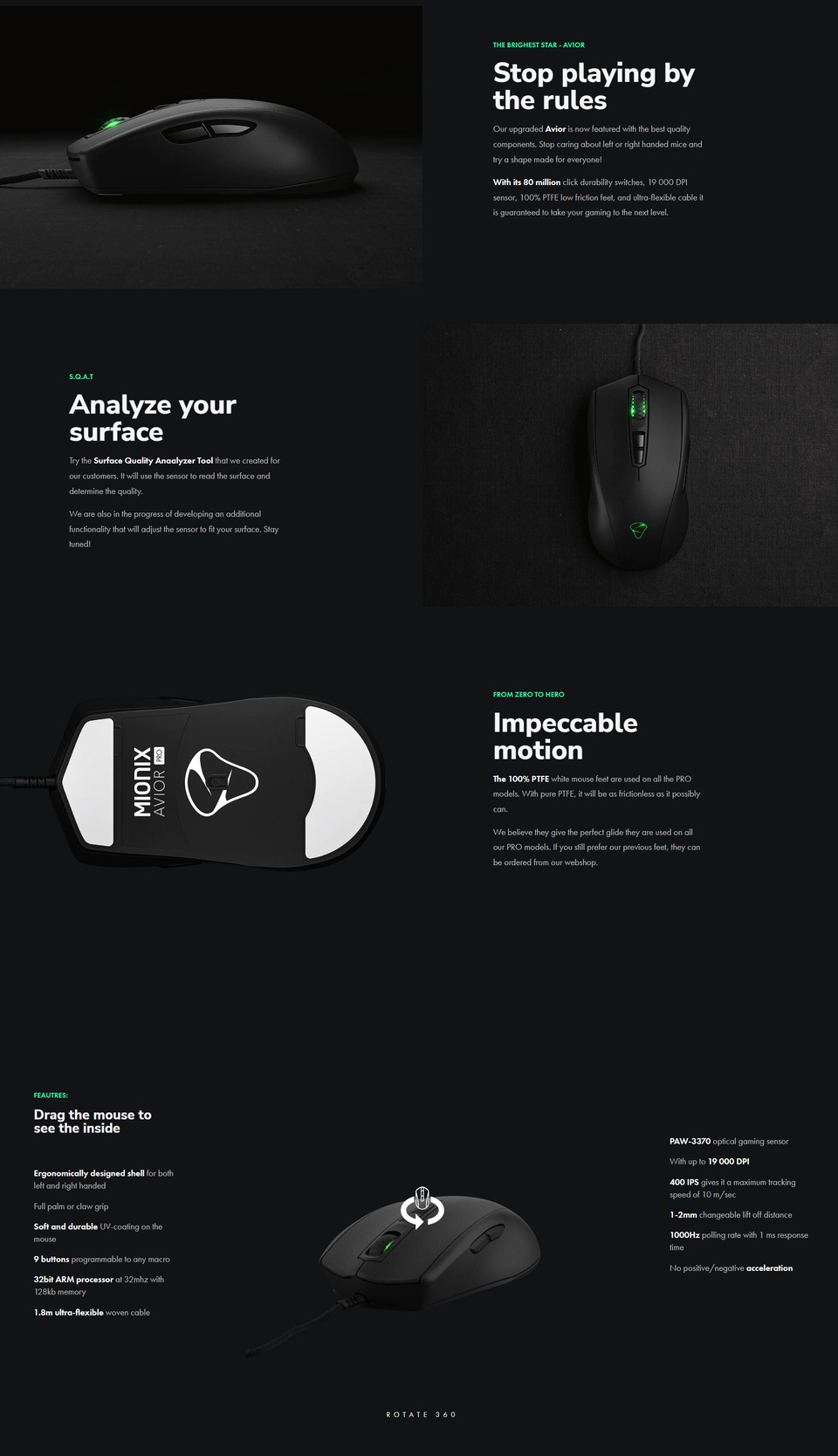 mionix avior pro ergonomic ambidextrous gaming mouse