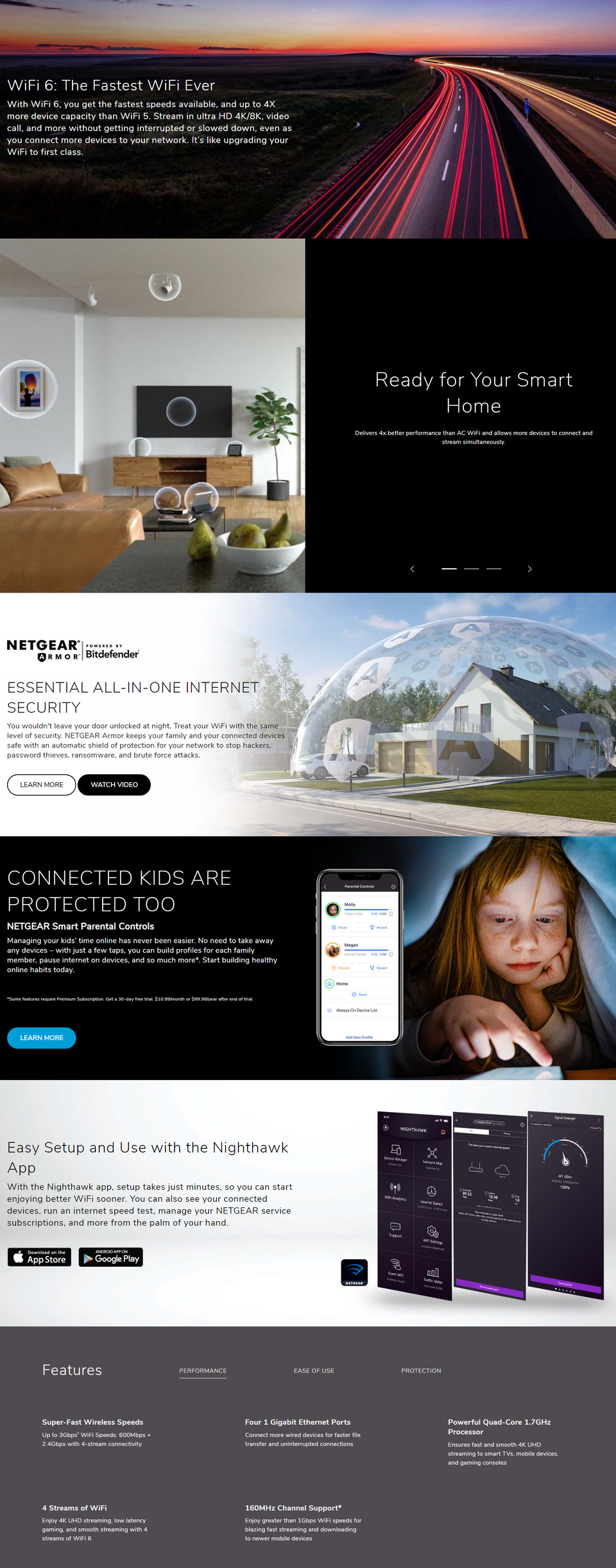 Netgear Nighthawk AX3000 AX4 4-Stream WiFi 6 Router RAX36S-100APS | CA