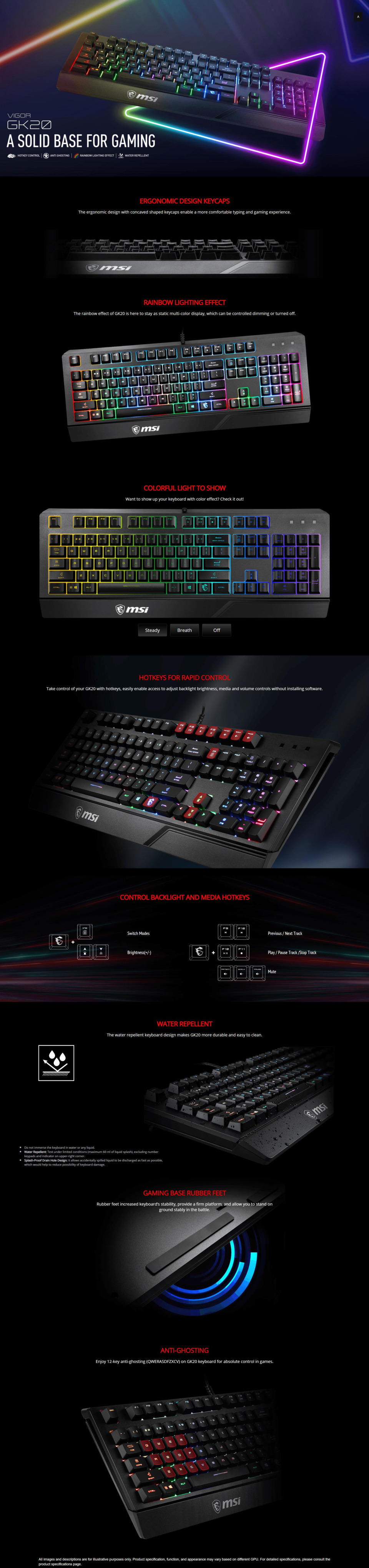 msi vigor gk20 rgb gaming keyboard