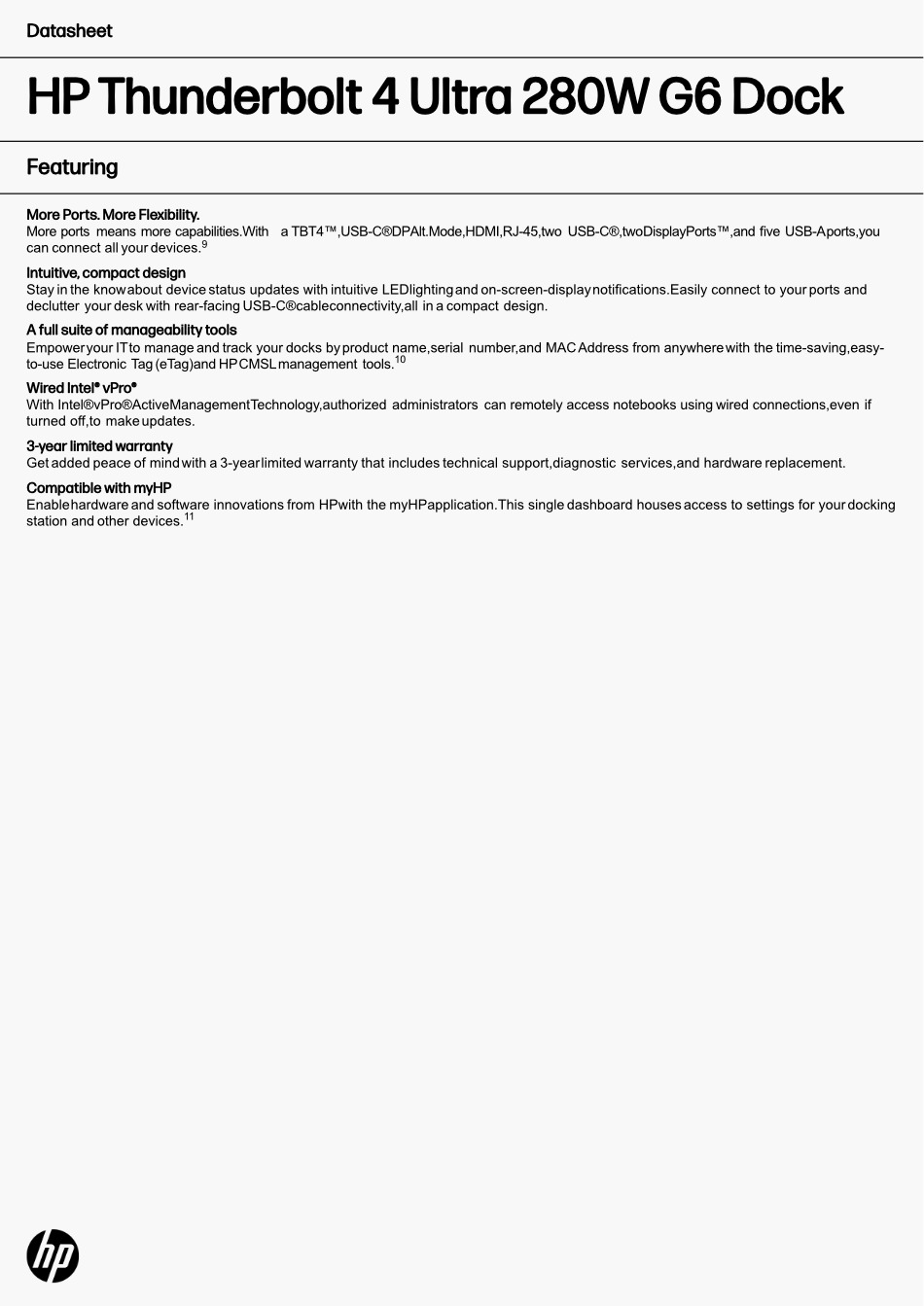 hp thunderbolt 4 ultra 280w g6 dock