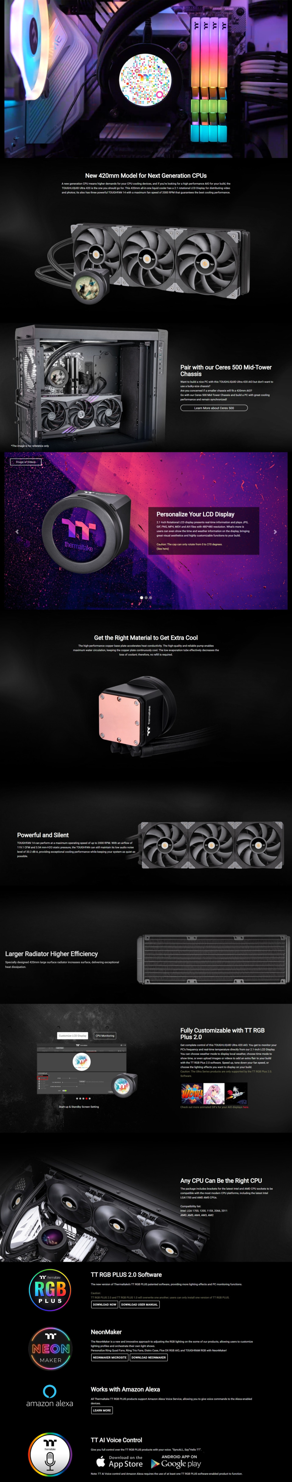 thermaltake toughliquid ultra 420 all-in-one cl-w366-pl14bl-a liquid cooler