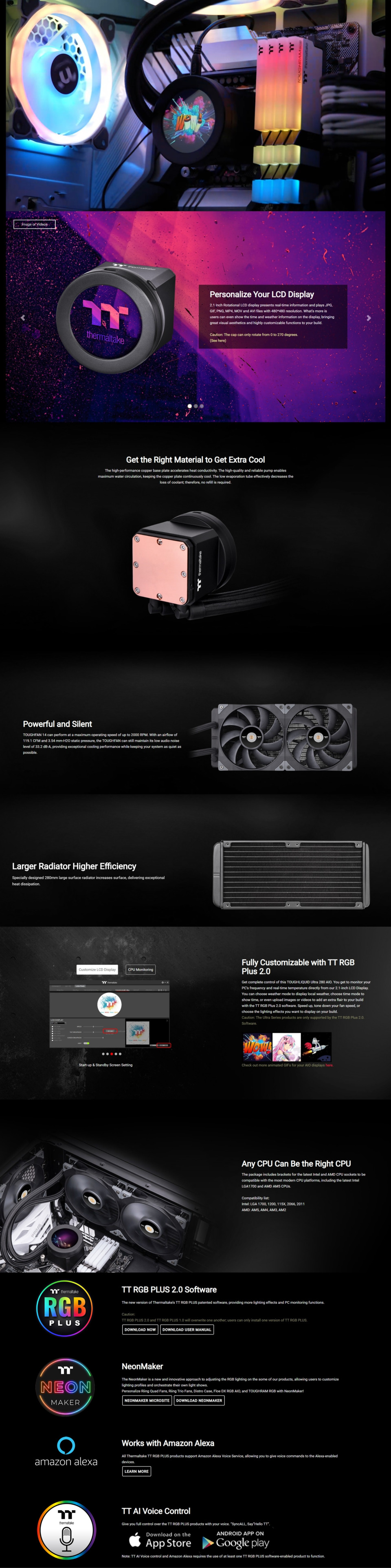 thermaltake toughliquid ultra 280 all-in-one cl-w374-pl14bl-a liquid cooler