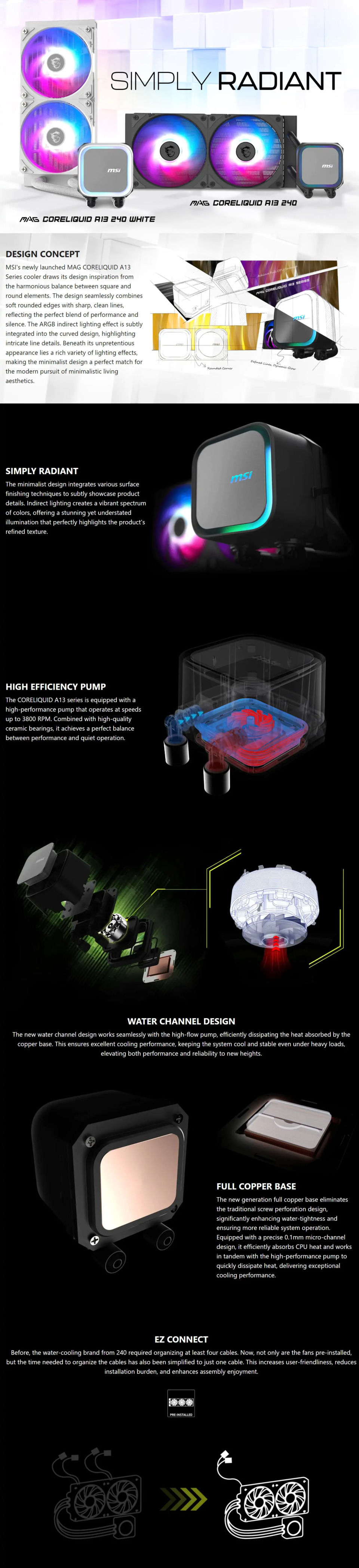 msi mag coreliquid a13 240 white liquid cooler
