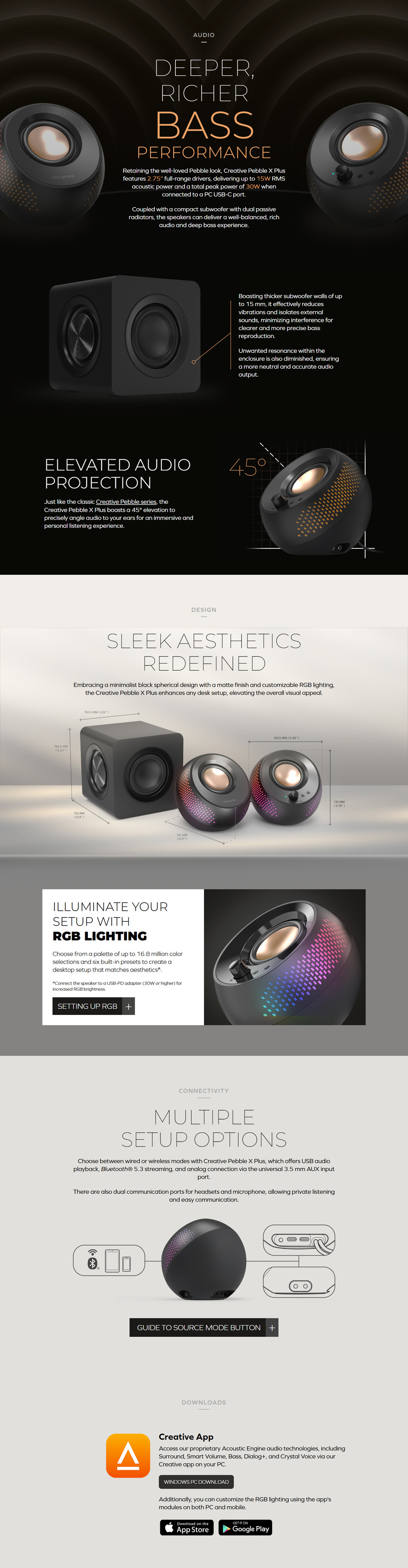 creative pebble x plus usb-c speakers with sub woofer