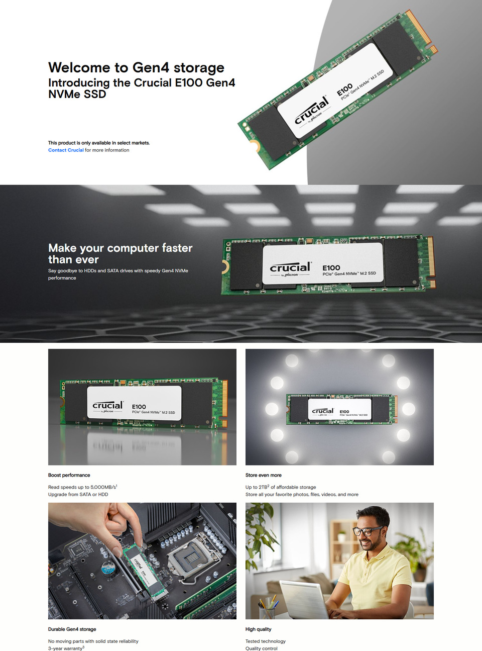 2TB Crucial E100 Gen4 NVMe M.2 SSD | Computer Alliance