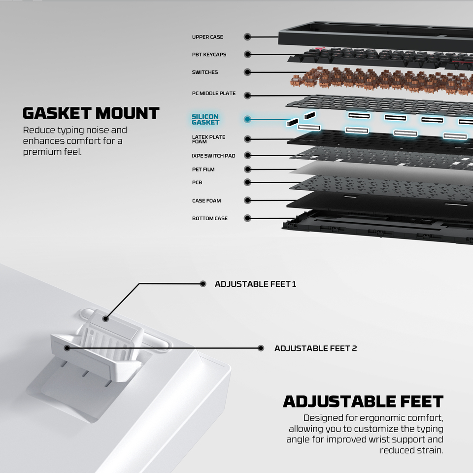 fantech maxfit8 qmk wireless linear mechanical keyboard black