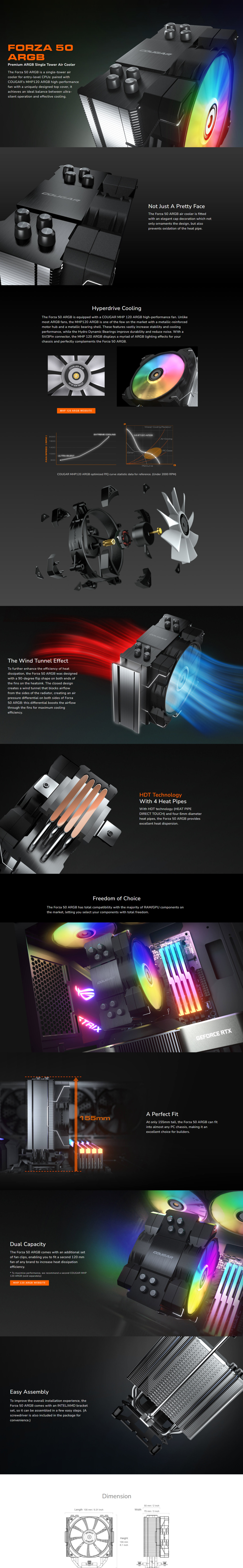 cougar forza 85 argb premium single tower air cooler cgr-fza85-argb
