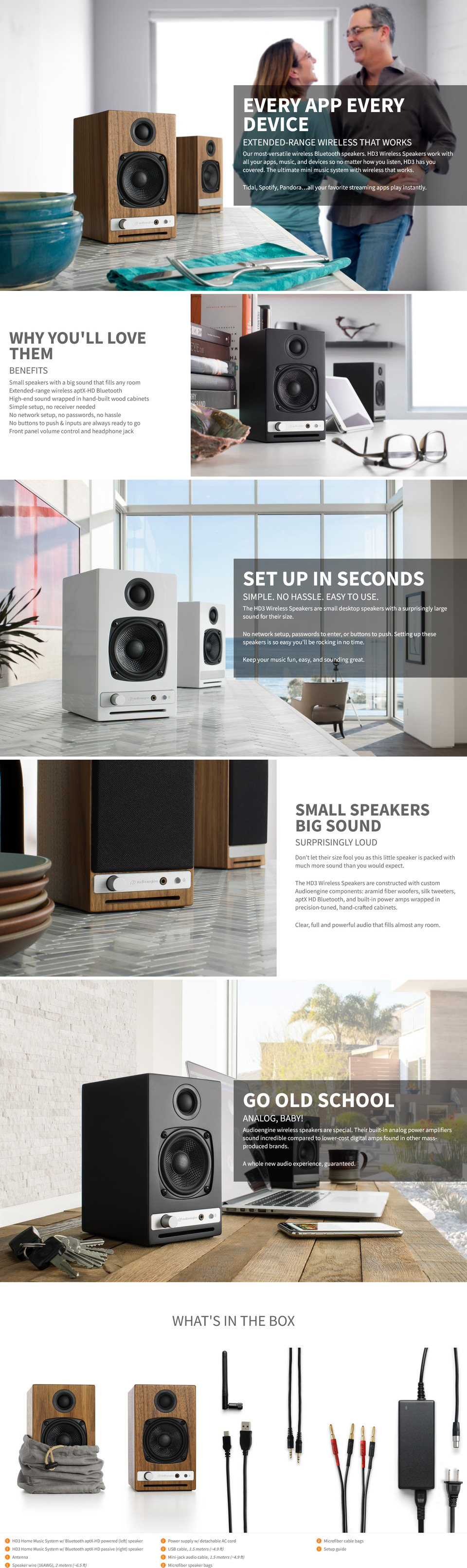 audioengine hd3 wireless powered speakers walnut 90021895