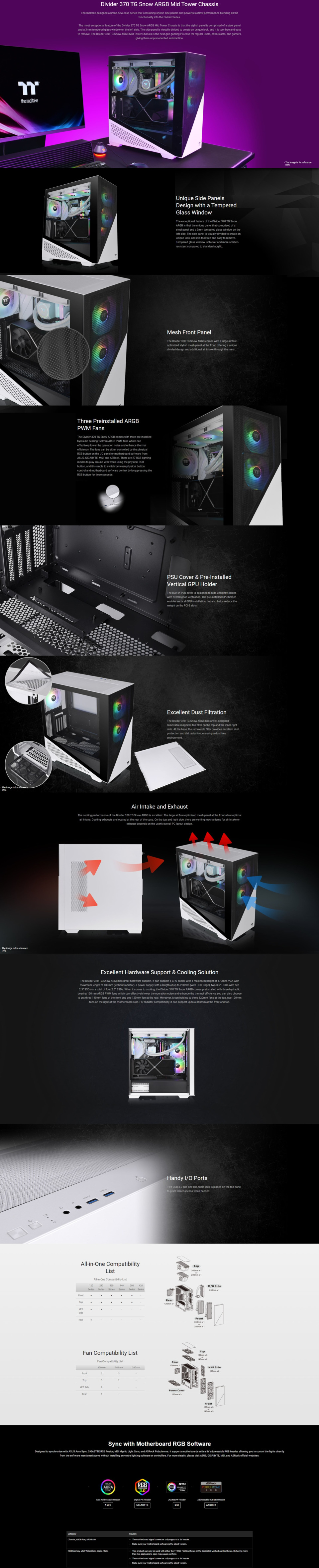 thermaltake atx divider 370 tg argb case white ca-1s4-00m6wn-00