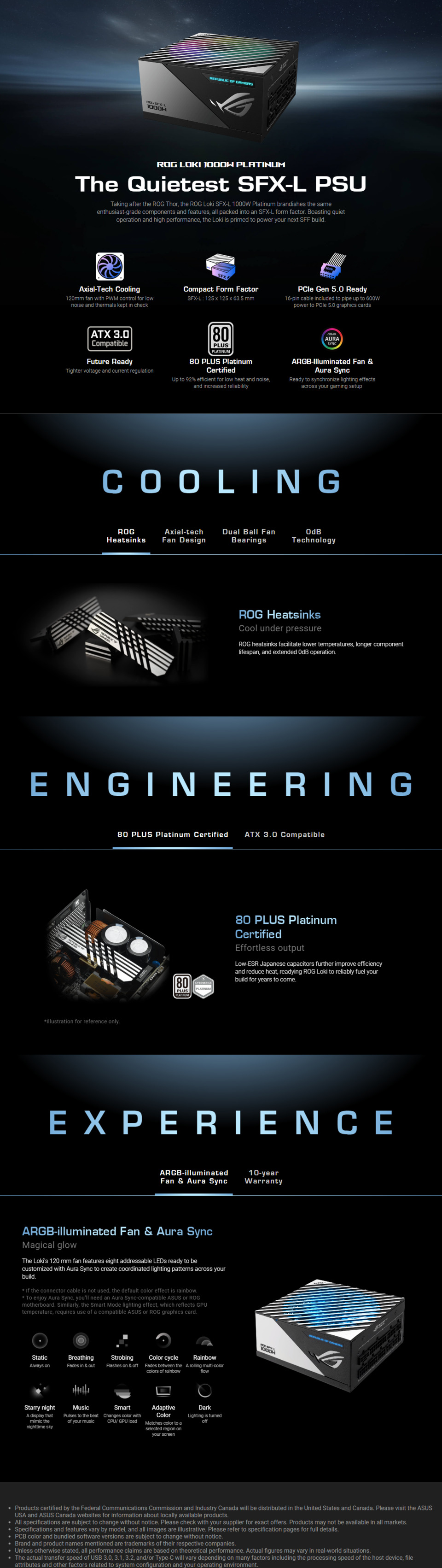 1000 Watt ASUS ROG LOKI SFXL Platinum Power Supply ROGLOKI1000PSFX