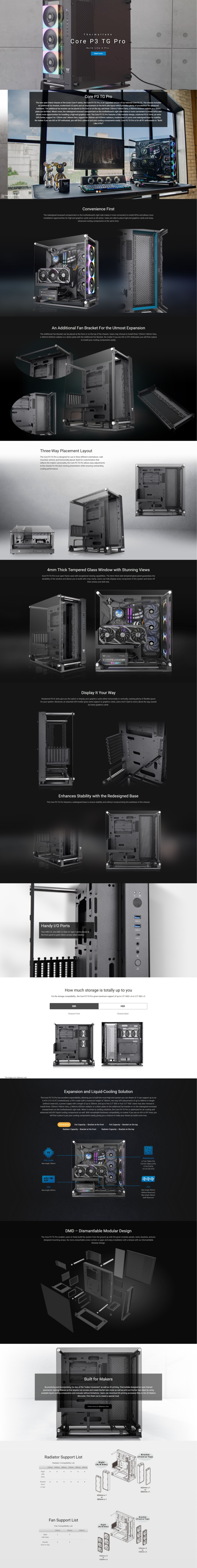 thermaltake e-atx core p3 tempered glass full-tower case ca-1g4-00m1wn-09