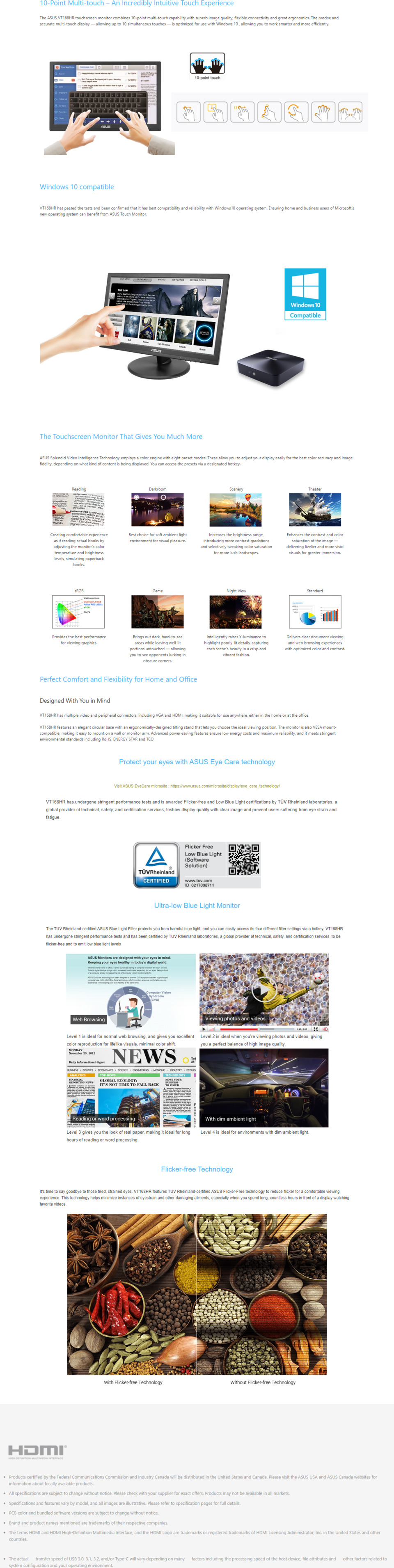 156 asus vt168hr tn 10-point touch portable monitor