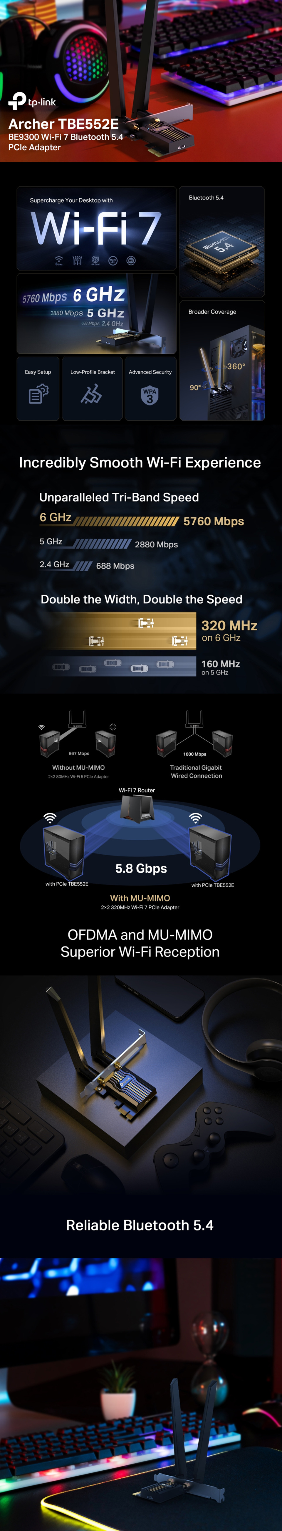 tp-link archer tbe552e wireless wi-fi 7 pcie adapter