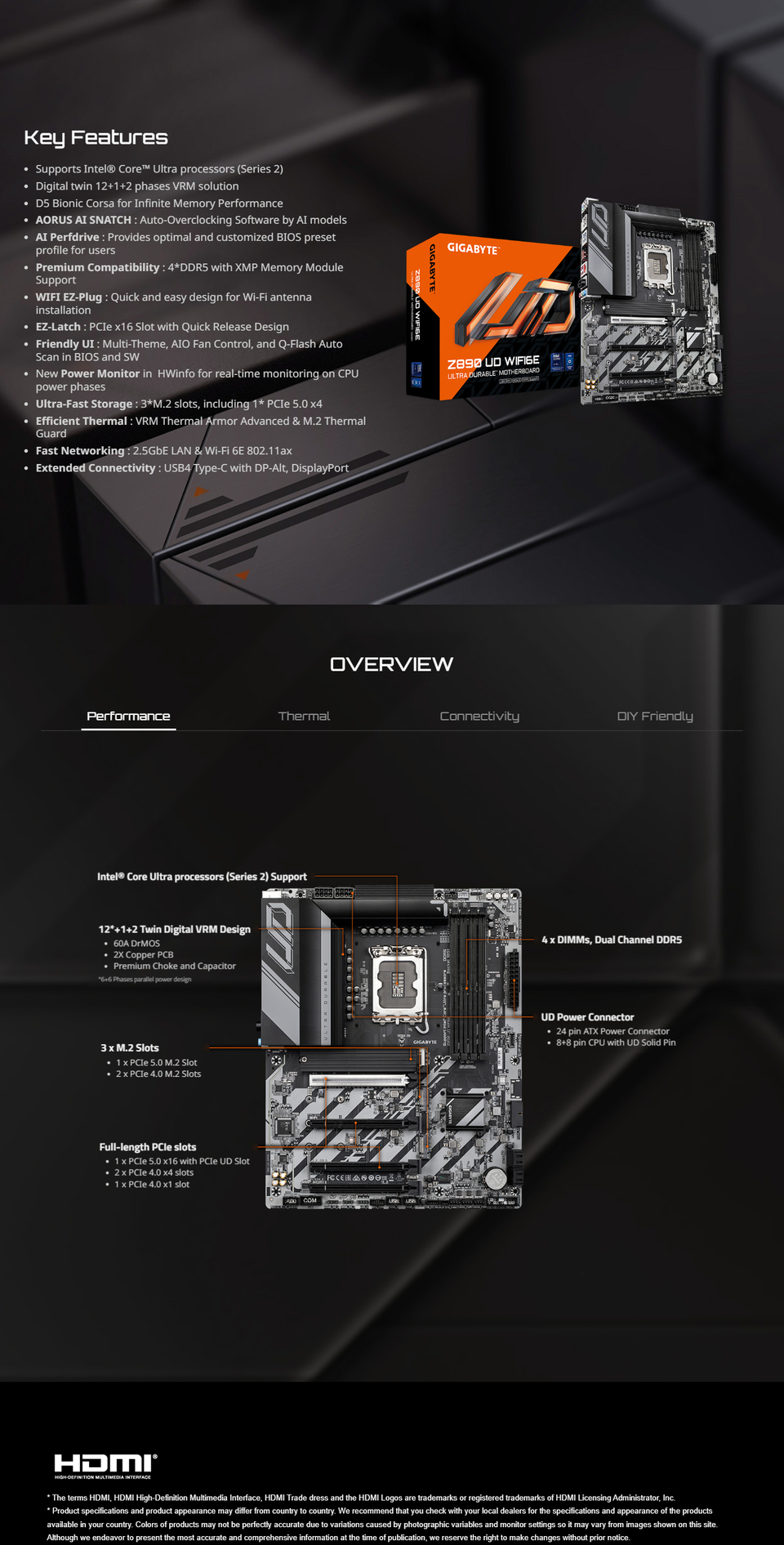 gigabyte s1851 atx z890 ud wifi6e ddr5 motherboard