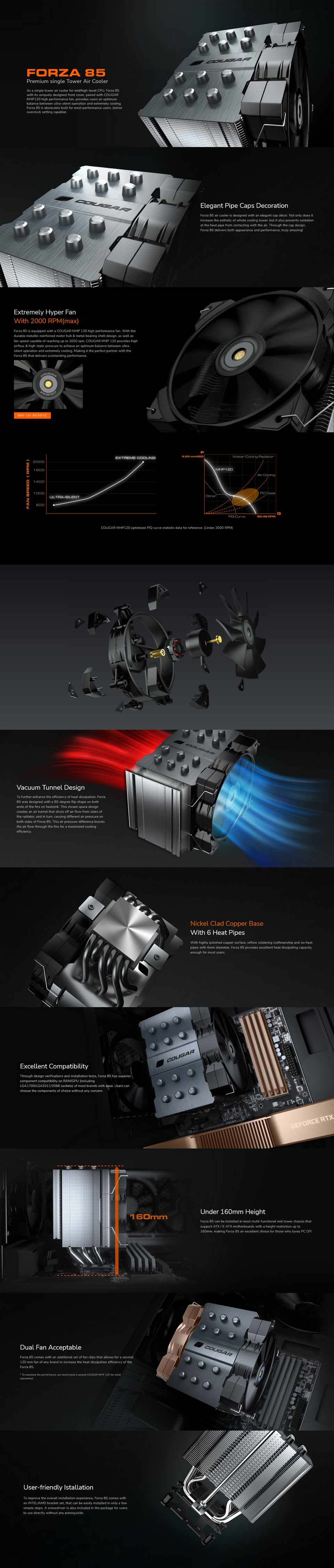 cougar forza 85 premium single tower air cooler cgr-fza85