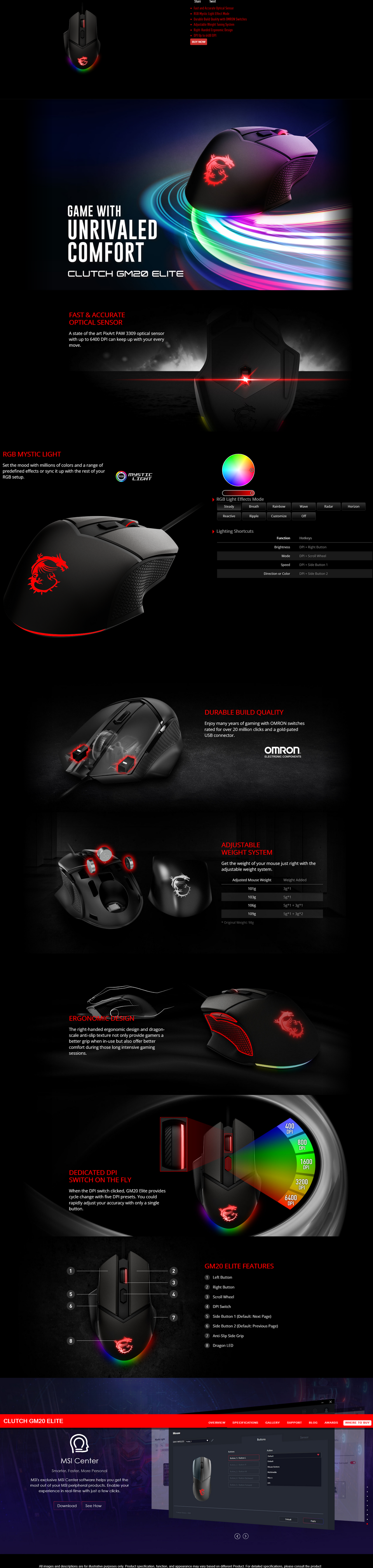 msi clutch gm20 elite gaming mouse