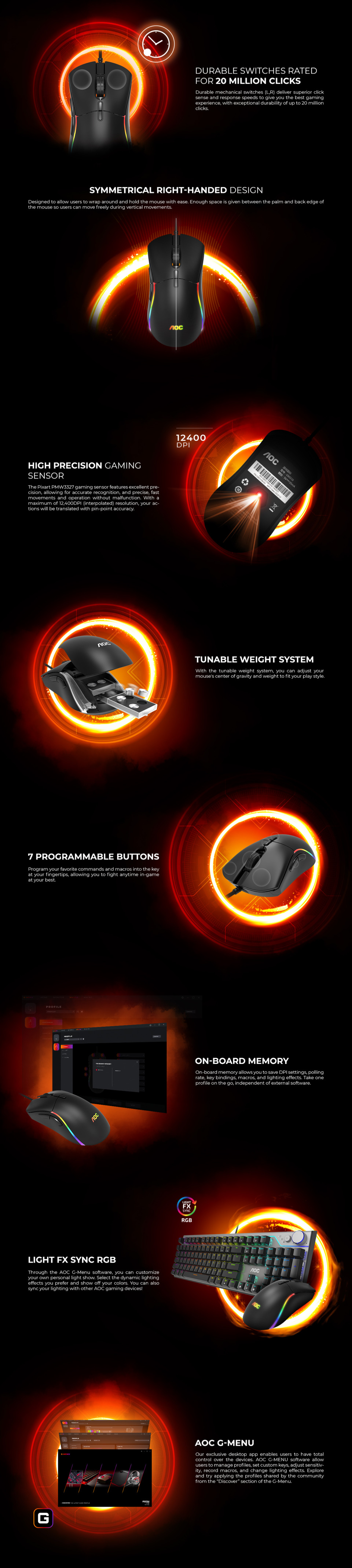 aoc gm310 rgb usb gaming mouse