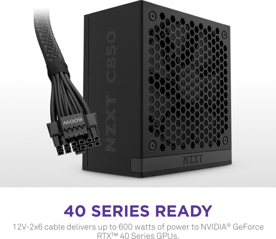 850 Watt NZXT C850 Gold ATX 3.1 Gen5 Black Power Supply | CA