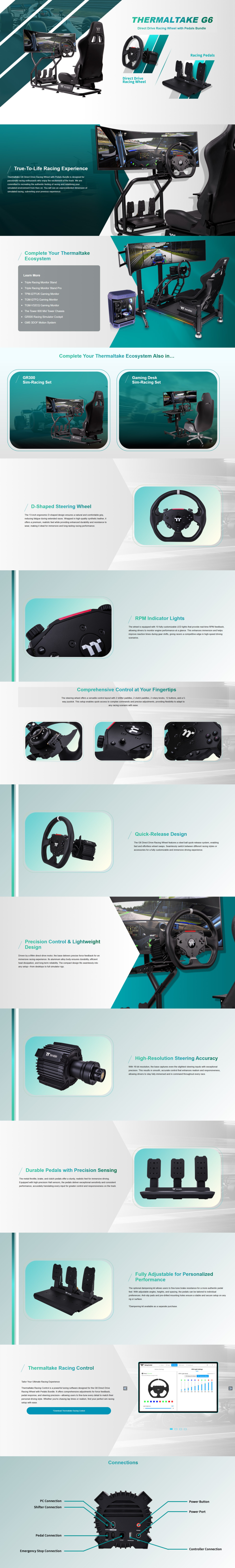 thermaltake g6 direct drive racing wheel with pedals bundle