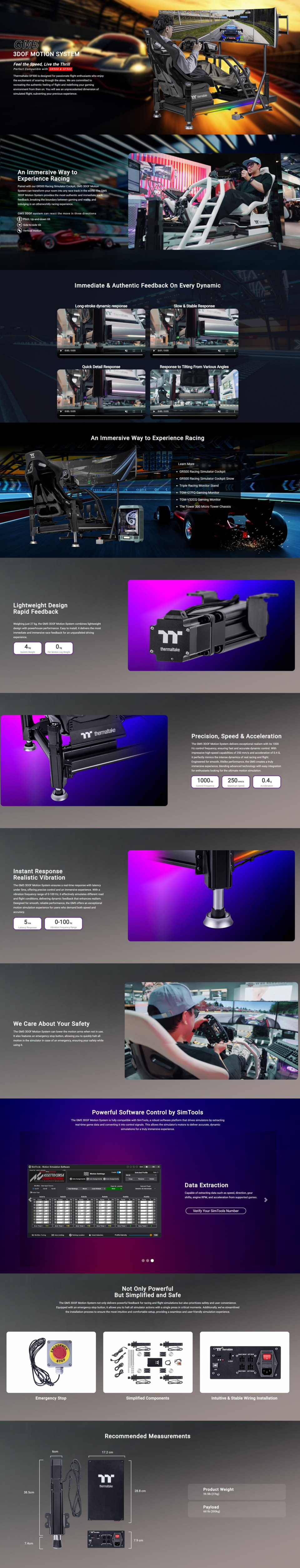 thermaltake gm5 3dof motion system for gr500 and gf500
