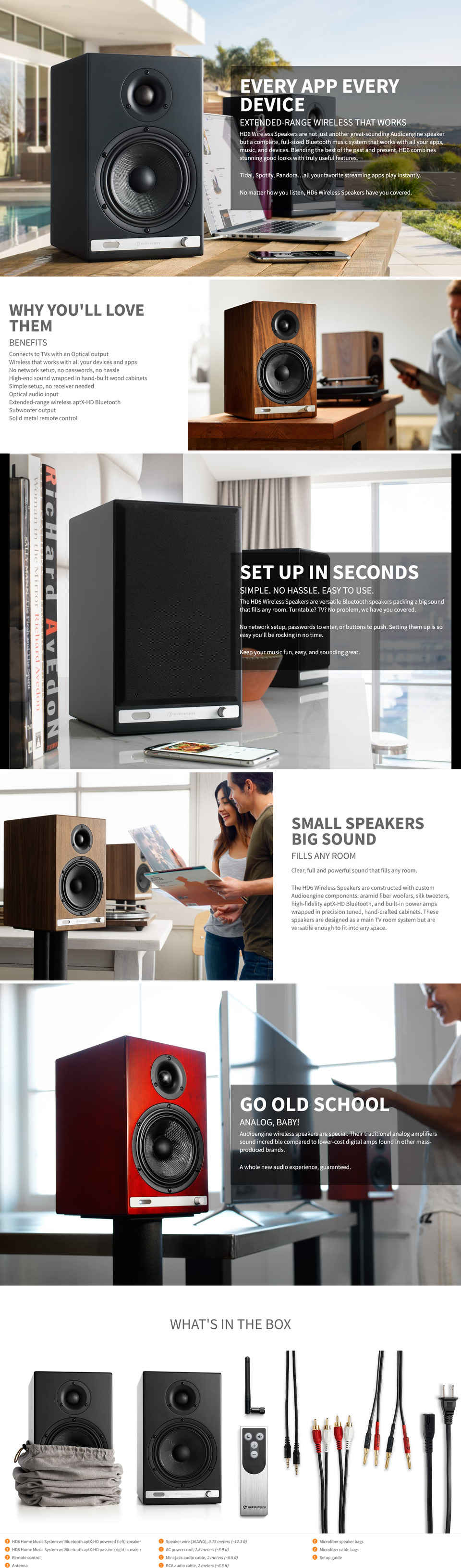 audioengine hd6 wireless powered speakers walnut 90021865
