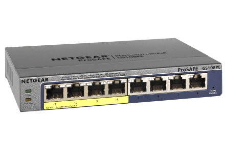 8 port netgear gs108pe gigabit switch with power over ethernet