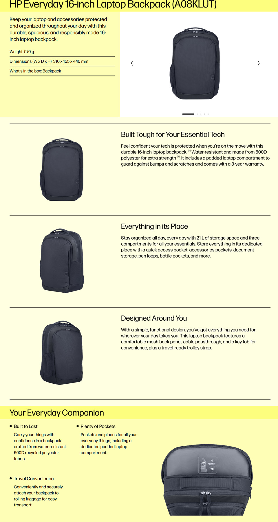 16 hp everyday 16 laptop backpack odyssey gray