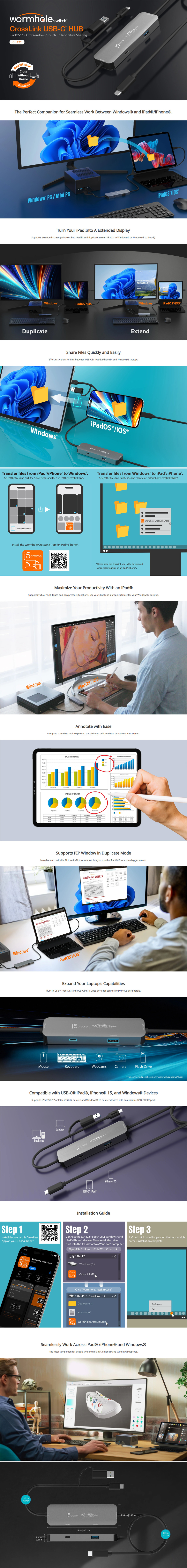 j5create jch422 wormhole switch crosslink usb-c hub