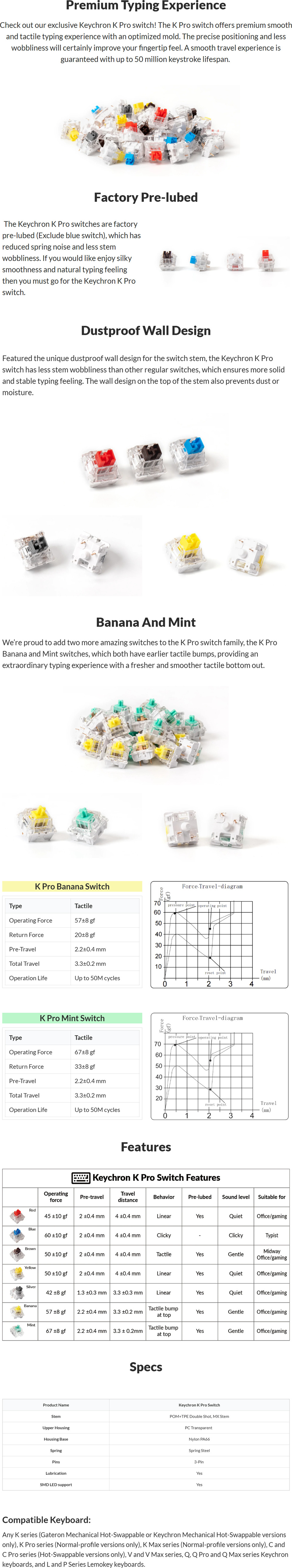 keychron k pro banana switches 110 pack