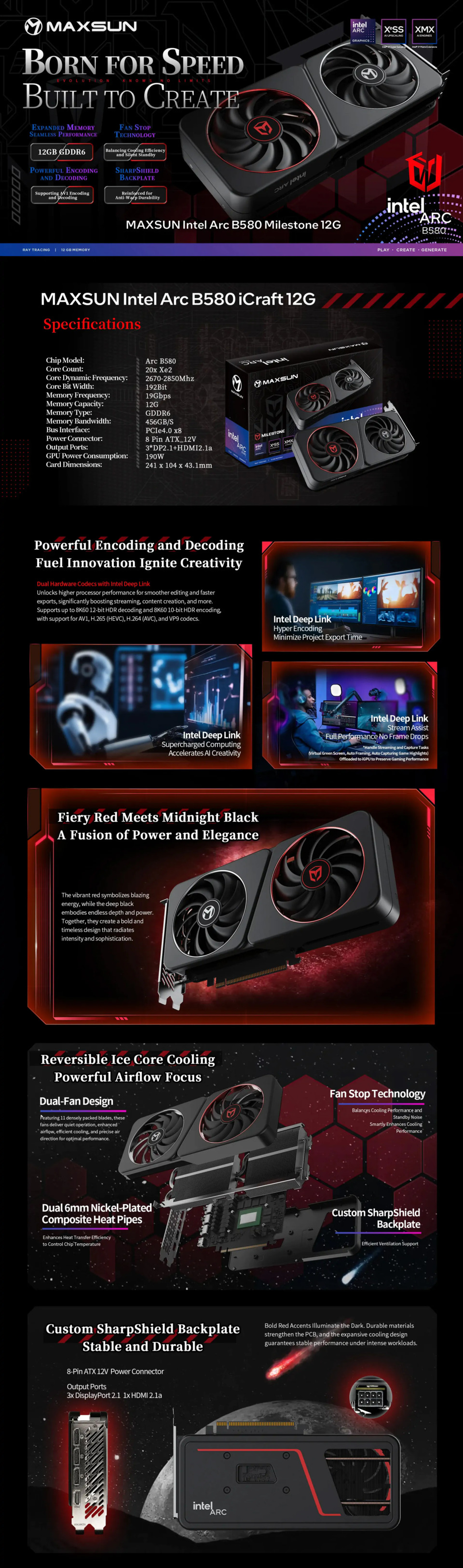 maxsun arc b580 milestone 12gb gddr6 graphics card