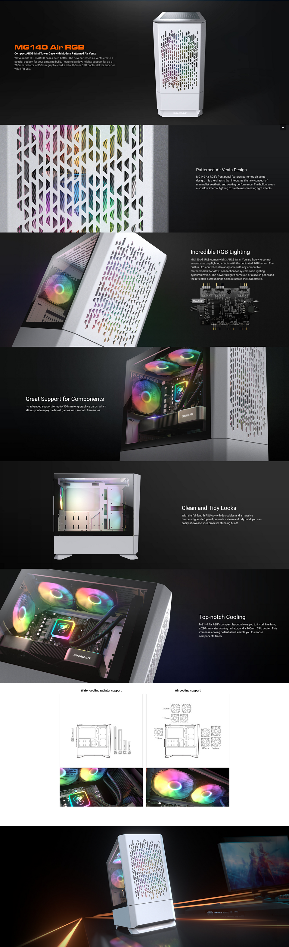 cougar microatx mg140 air rgb case white