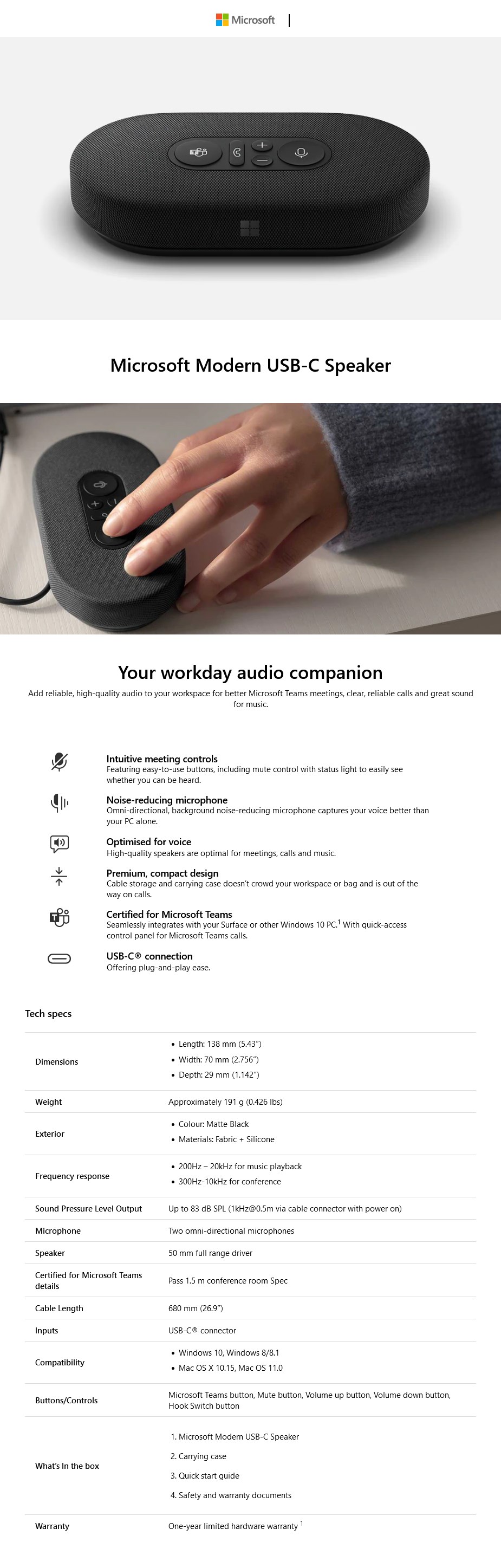 Microsoft Modern USB-C Speaker - Overview 1