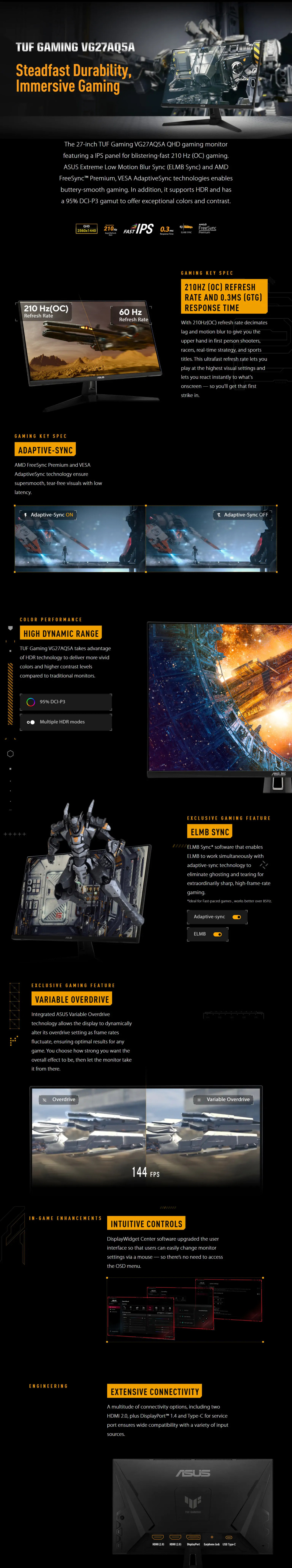 27 asus vg27aq5a qhd 210hz ips gaming monitor