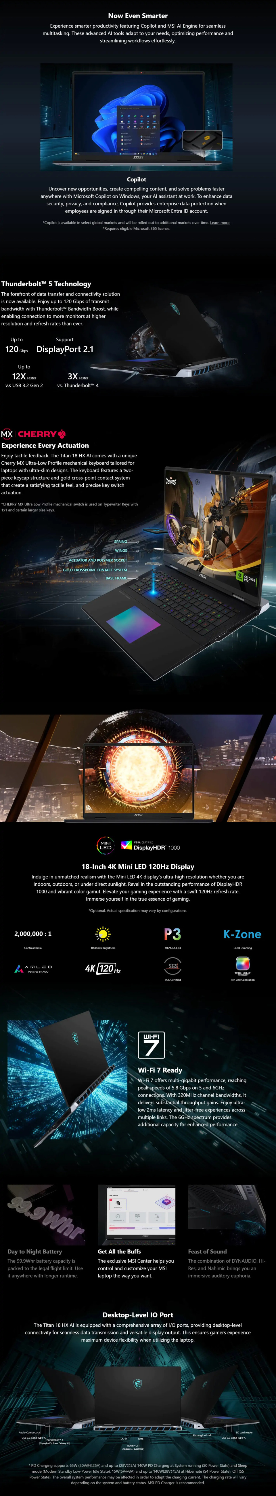 msi titan 18 hx ai a2xwjg-461au 18 ultra 9 5090 64gb6tb gaming laptop win 11 pro