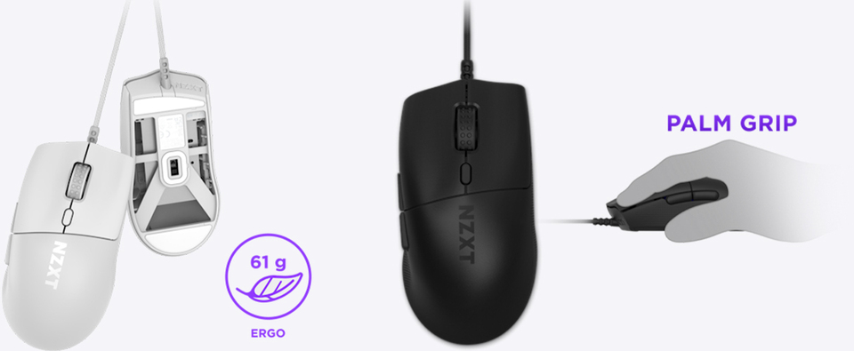 nzxt lightweight ergonomic wired gaming mouse lift 2 ego black ms-001nb-01