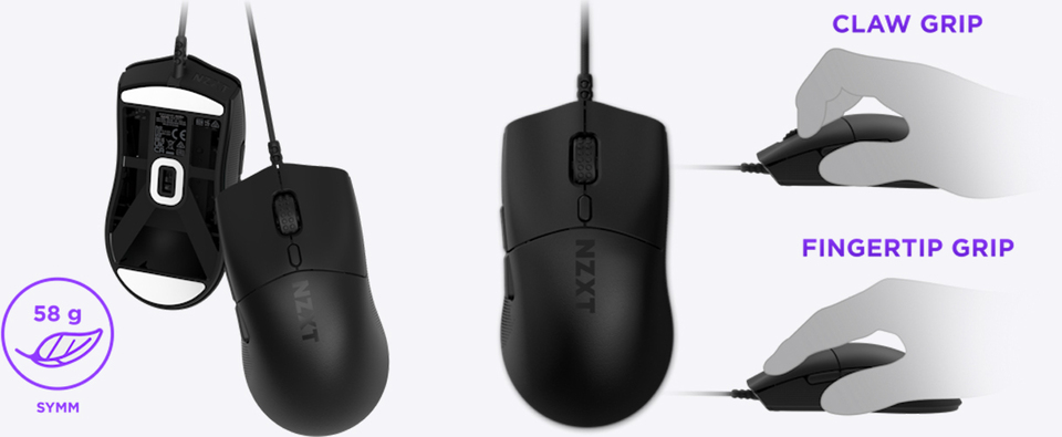 nzxt lightweight symmetrical wired gaming mouse lift 2 symm black ms-001nb-03