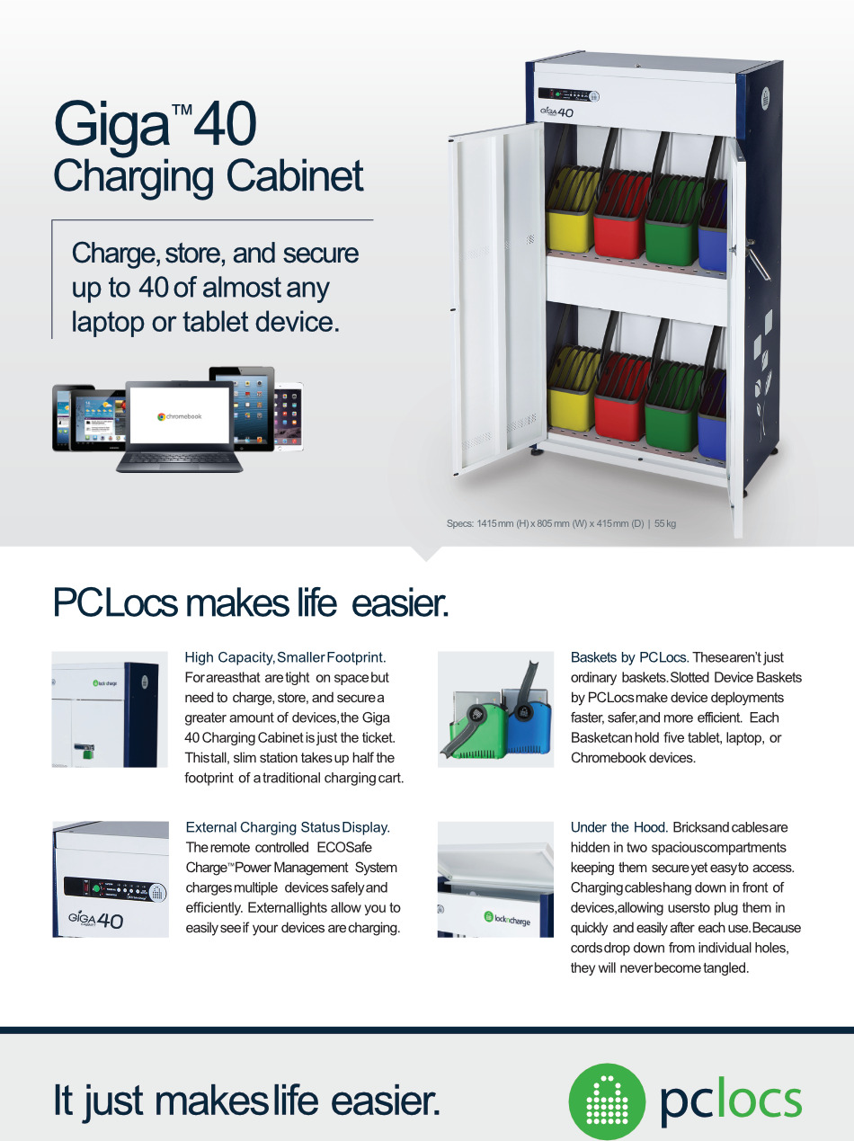 pclocs giga 40 charging cabinet for devices up to 13