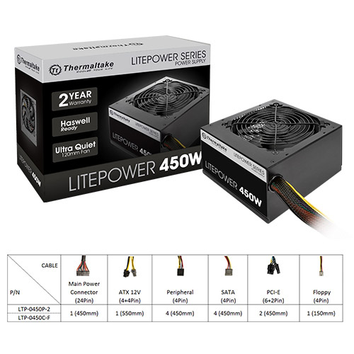 450 watt thermaltake litepower gen 2 power supply ps-ltp-0450npcnau-2